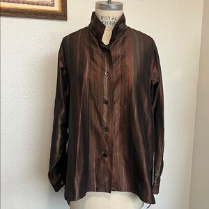 Elegant Silk multi color Striped Button Down Shirt